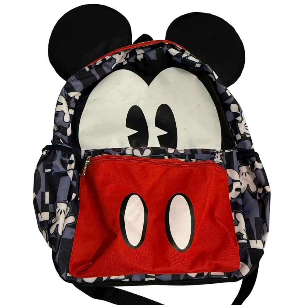 Disney Unisex Mickey Mouse 3D Ears Backpack OS Red Black‎ Grey Canvas Travel
